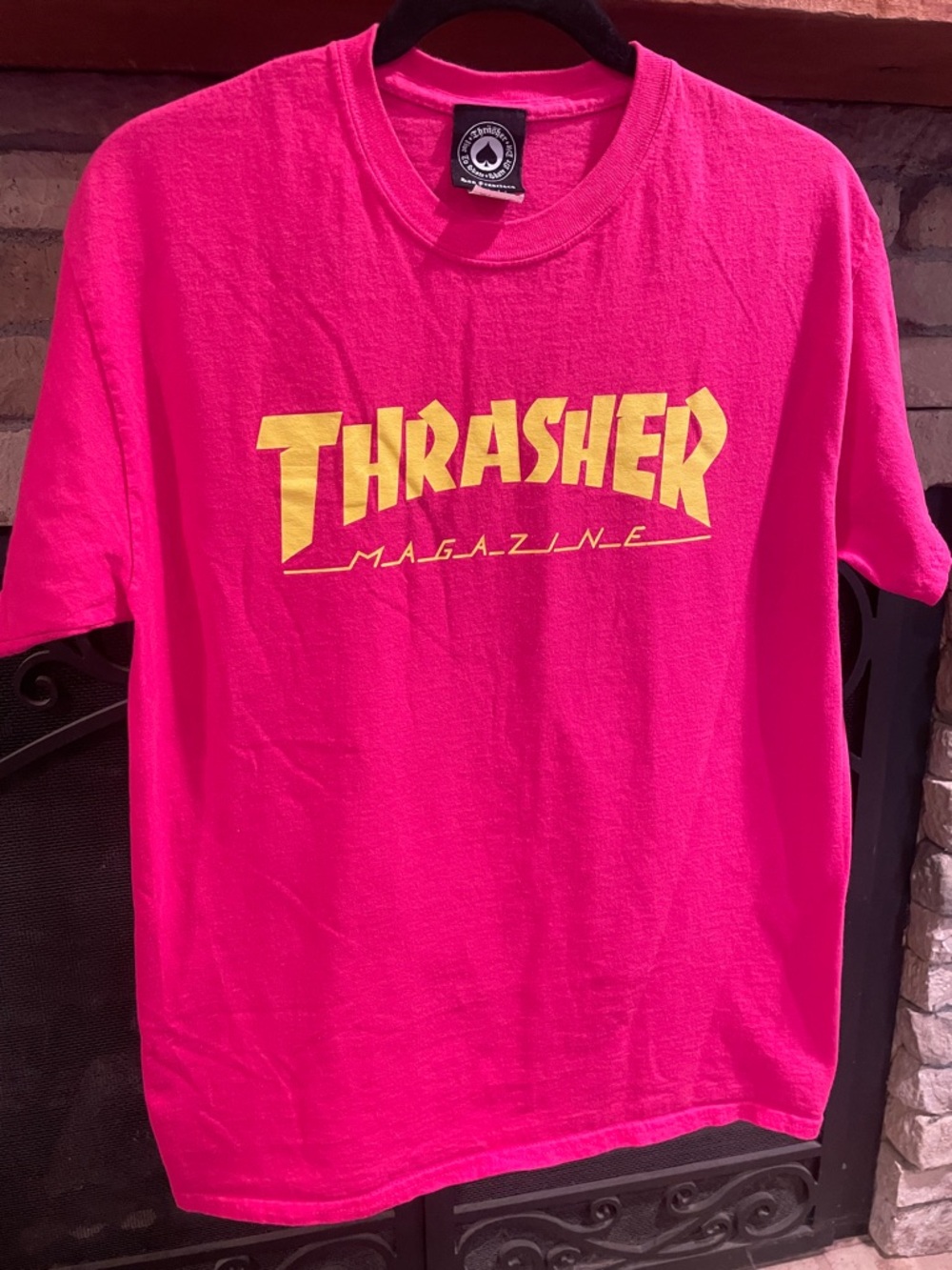 Thrasher Hot Pink T-Shirt with Yellow Logo